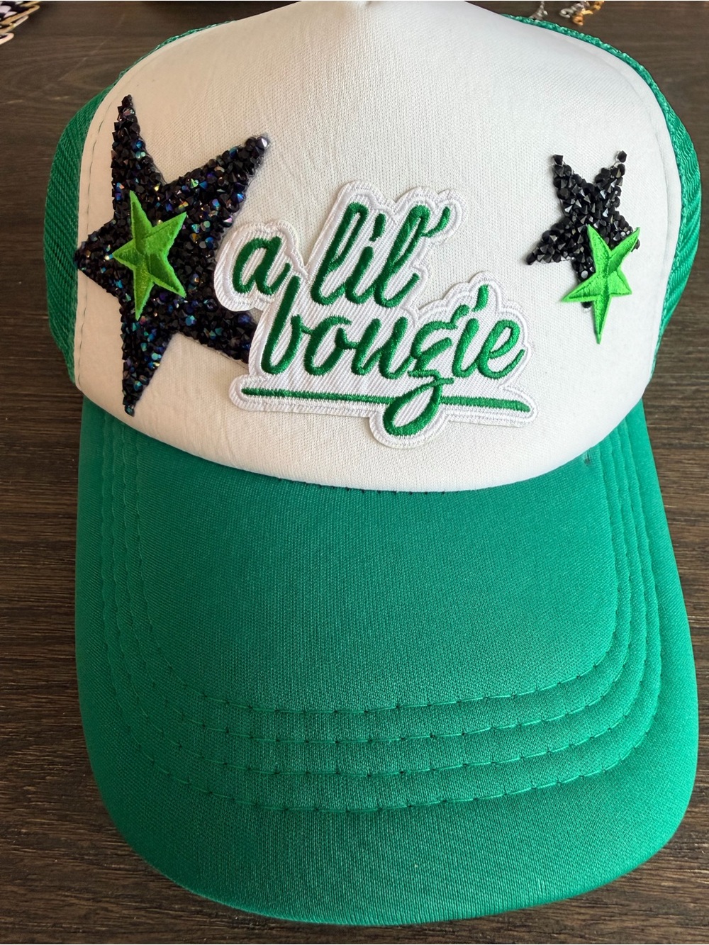 Green & White 'a lil bougie' Trucker Hat